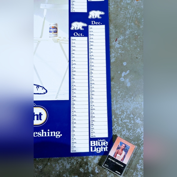 Vintage 90s Deadstock Blue Light Promo Beer Model Calendar Posters x5 - Picture 5 of 6